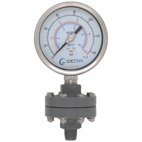 Pressure Gauge Diaphragm Seal เกจวัดแรงดัน ไดอะแฟรมซีล Octa GS100 10Bar Ds UPVC 1