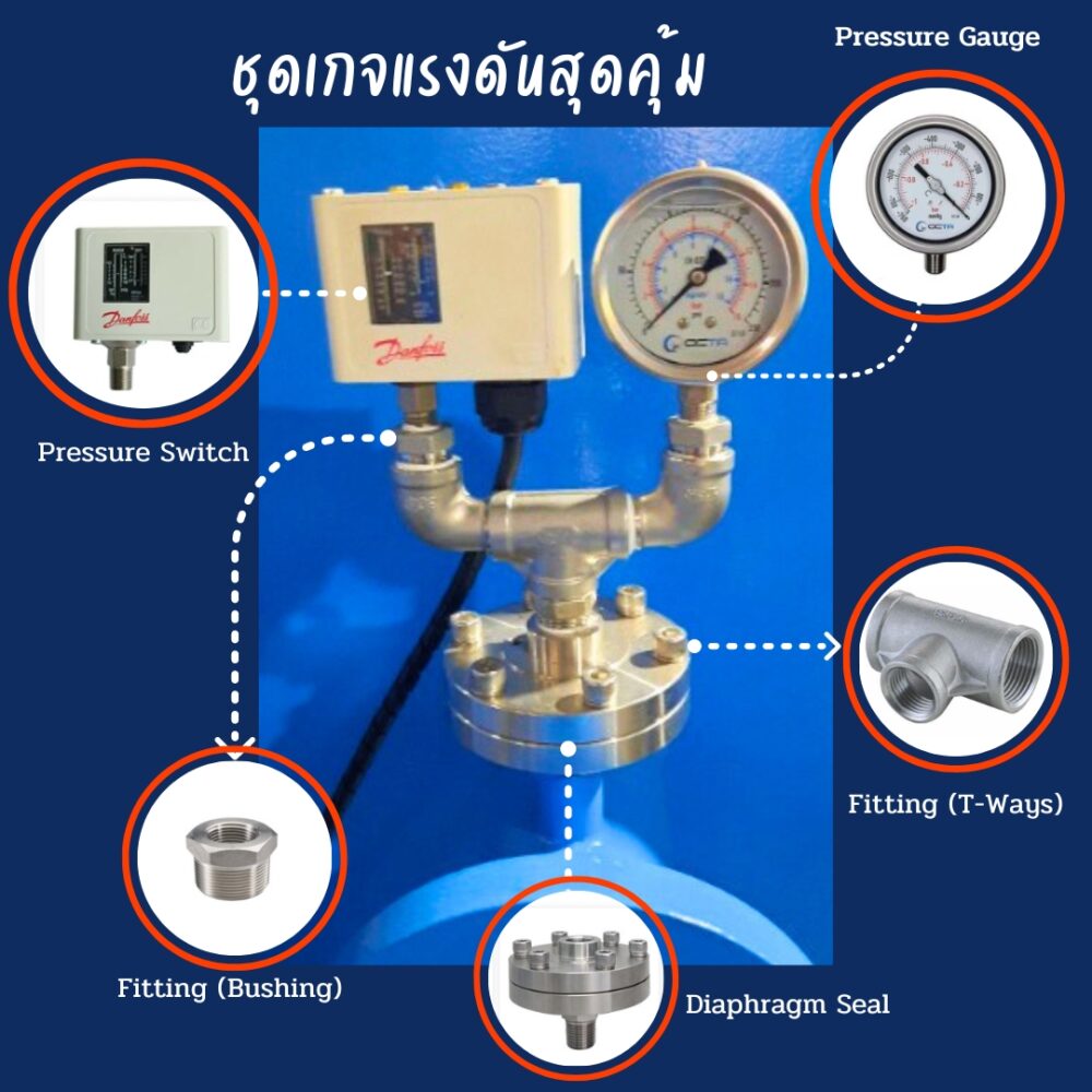 เกจวัดแรงดัน-Pressure Switch complete with pressure gauge diaphragm seal