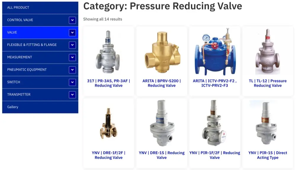 catalog pressure reducing valves